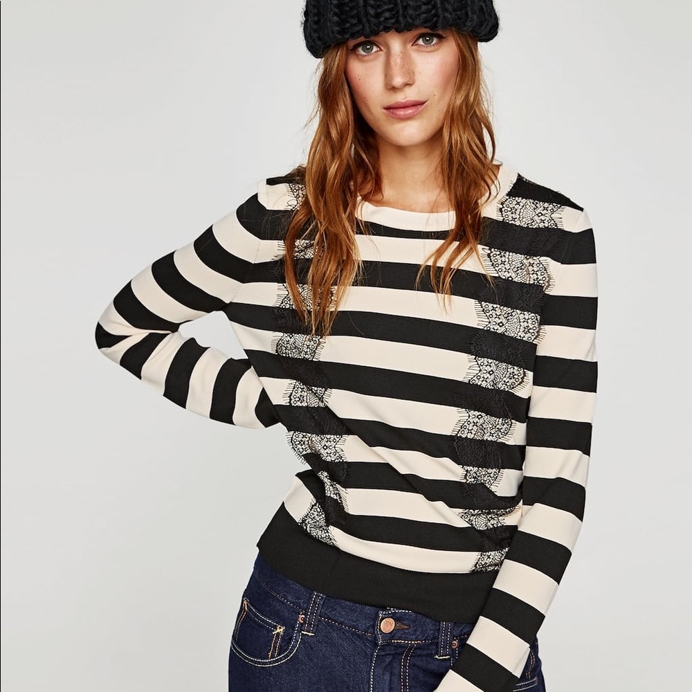 Zara Knit Sweater with Lace